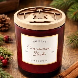 DW Home Cinnamon Stick Candle 8.6 oz Christmas Nativity Wood Lid Holiday Decor
